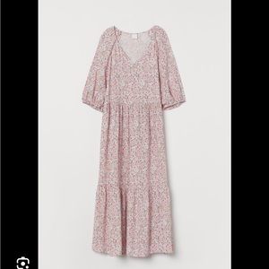 Tiered half sleeve pink floral dress